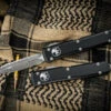 Microtech Ultratech OTF Knife Black 3.4" Dagger Apocalyptic Stonewash Serrated 122-12AP