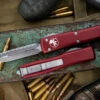 Microtech Ultratech OTF Automatic Knife Merlot Red 3.4" Dagger Apocalyptic Stonewash Serrated 122-12APMR -Southern Blades 122 12 APMR 71094.1684946060