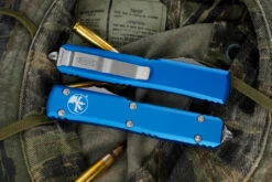 Microtech Ultratech OTF Automatic Knife Blue 3.4" Dagger Stonewash Serrated 122-12BL -Southern Blades 122 12 BL 3 88249.1691430720