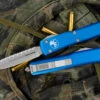 Microtech Ultratech OTF Automatic Knife Blue 3.4" Dagger Stonewash Serrated 122-12BL -Southern Blades 122 12 BL 80983.1691430716