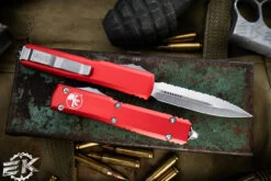 Microtech Ultratech OTF Automatic Knife Red 3.4" Dagger Stonewash Serrated 122-12RD 5 Microtech Ultratech OTF Automatic Knife Red 3.4" Dagger Stonewash Serrated 122-12RD -Southern Blades 122 12 RD 2 94539.1685033064