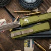 Microtech Ultratech OTF Automatic Knife OD Green 3.4" Dagger Serrated Bronze Apocalyptic 122-15APOD