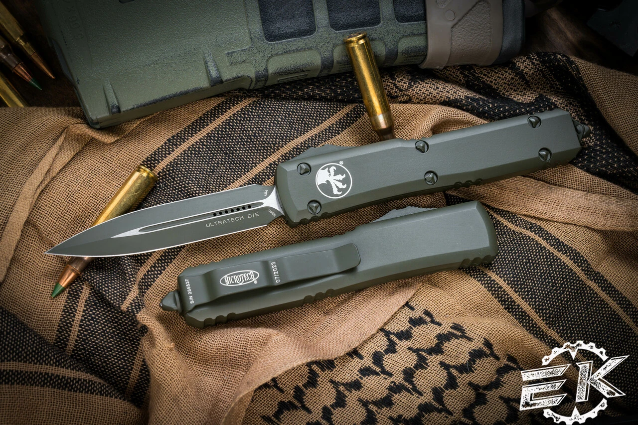 Microtech Ultratech OD Green Cerakote OTF Automatic Knife 3.4" Dagger Green 122-1COD 3 Microtech Ultratech OD Green Cerakote OTF Automatic Knife 3.4" Dagger Green 122-1COD