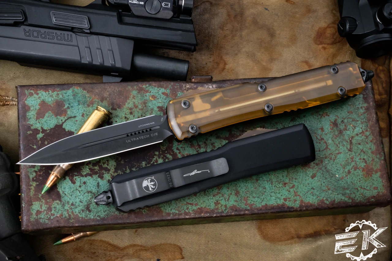 Microtech Ultratech Ultem OTF Automatic Knife 3.4" MagnaCut DLC Dagger 122-1DLCTULS 3 Microtech Ultratech Ultem OTF Automatic Knife 3.4" MagnaCut DLC Dagger 122-1DLCTULS