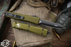 Microtech Ultratech OTF Automatic Knife OD Green 3.4" Dagger Black 122-1OD