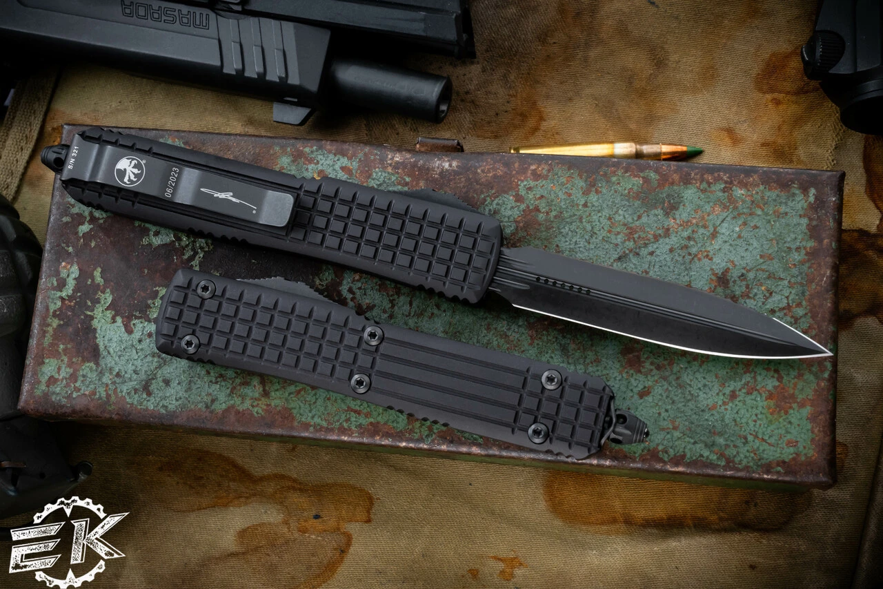 Microtech Ultratech Delta Frag Nickel Boron Internals 3.4" DLC Serrated Dagger 122-3UTDS 4 Microtech Ultratech Delta Frag Nickel Boron Internals 3.4" DLC Serrated Dagger 122-3UTDS - Image 2