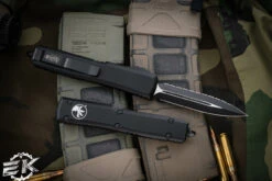 Microtech Ultratech OTF Automatic Knife Black 3.4" Dagger Black Serrated 122-3T -Southern Blades 122 3 T 97715.1678169922