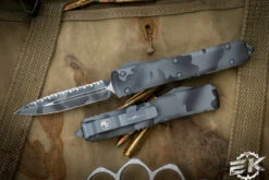 Microtech Ultratech OTF Automatic Knife Urban Camo 3.4" Dagger Serrated 122-3UCS