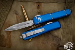 Microtech Ultratech OTF Automatic Knife Blue 3.4" Satin Dagger 122-4BL