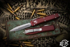 Microtech Ultratech OTF Automatic Knife Merlot 3.4" Dagger Satin 1224MR