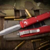 Microtech Ultratech OTF Automatic Knife Red 3.4" Satin Dagger 122-4RD