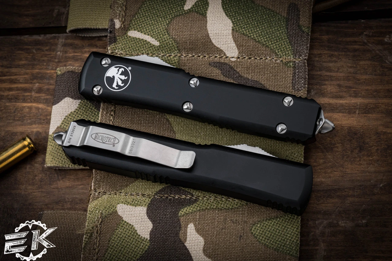 Microtech Ultratech OTF Automatic Knife Black 3.4" Dagger Satin Serrated 122-6 5 Microtech Ultratech OTF Automatic Knife Black 3.4" Dagger Satin Serrated 122-6 - Image 3