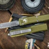 Microtech Ultratech OTF Auto Knife Distressed OD Green 3.4" Dagger Double Full Serrated 122-D12DOD
