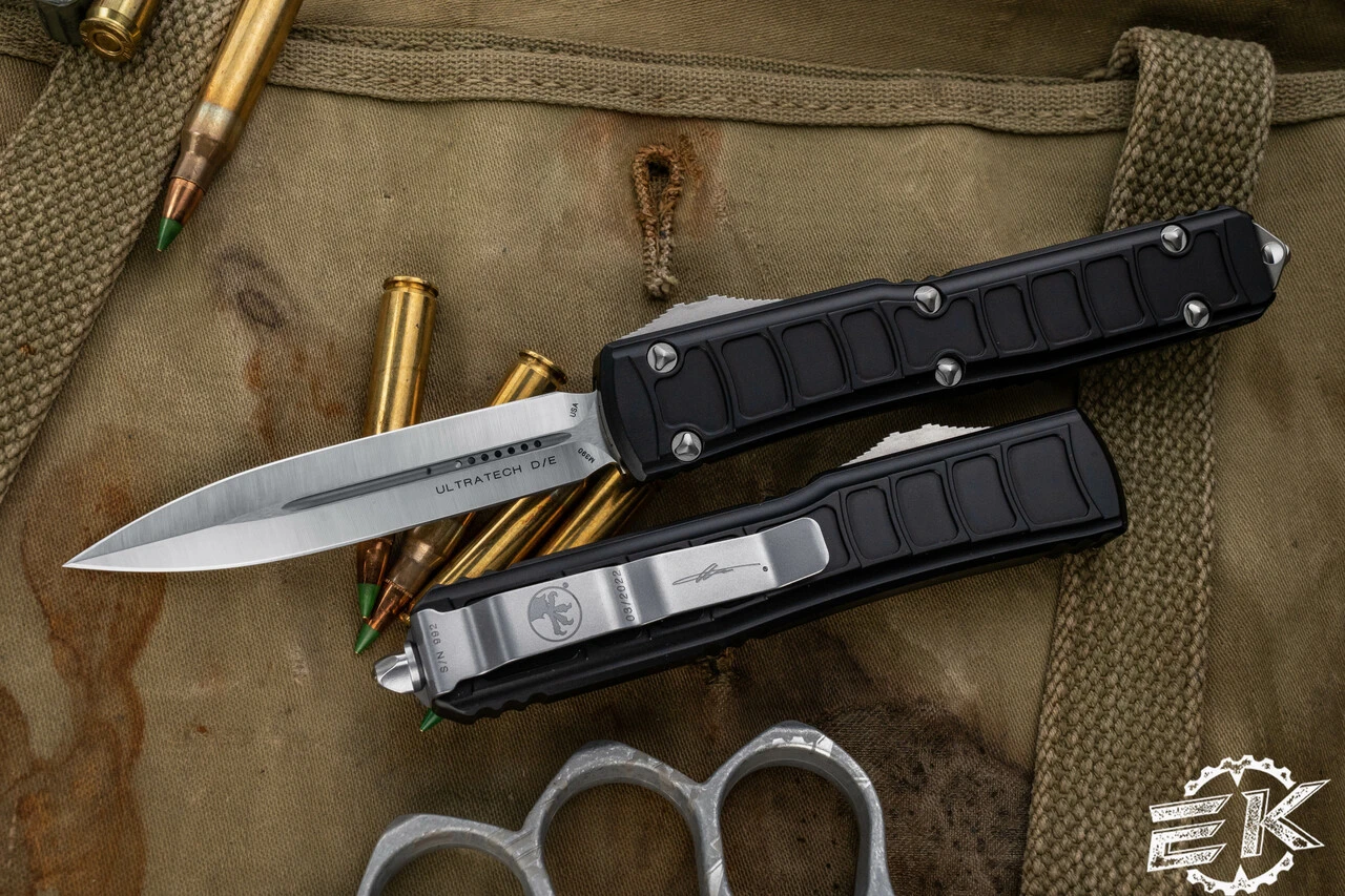 Microtech Ultratech II Stepside OTF Automatic Knife 3.4" Dagger Satin 122II-4S 3 Microtech Ultratech II Stepside OTF Automatic Knife 3.4" Dagger Satin 122II-4S