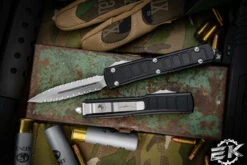 Microtech Ultratech II Stepside OTF Automatic Knife 3.4" Stonewash Double Full Serrated 122II-D12S