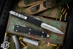 Microtech Ultratech II Stepside OTF Automatic Knife 3.4" Stonewash Double Full Serrated 122II-D12S -Southern Blades 122 II D12 S 42363.1676329425