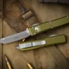 Microtech Ultratech OTF Automatic Knife OD Green 3.4" Tanto Apocalyptic Stonewash 123-10APOD