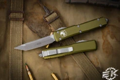 Microtech Ultratech OTF Automatic Knife OD Green 3.4" Tanto Apocalyptic Stonewash 123-10APOD