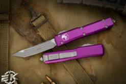 Microtech Ultratech OTF Automatic Knife Violet 3.4" Tanto Apocalyptic Stonewash 123-10APVI