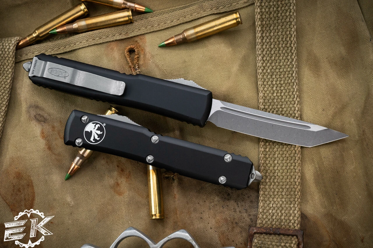Microtech Ultratech OTF Automatic Knife Black 3.4" Tanto Apocalyptic Stonewash 123-10AP 4 Microtech Ultratech OTF Automatic Knife Black 3.4" Tanto Apocalyptic Stonewash 123-10AP - Image 2