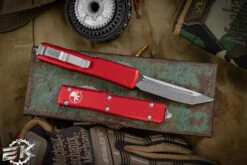 Microtech Ultratech OTF Automatic Knife Red 3.4" Tanto Stonewash 123-10RD -Southern Blades 123 10 RD 2 89166.1670547708