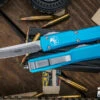 Microtech Ultratech OTF Automatic Knife Turquoise 3.4" Tanto Stonewash 123-10TQ