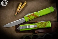 Microtech Ultratech Zombie Tech OTF Automatic Knife Green/Red 3.4" Tanto Stonewash 123-10Z