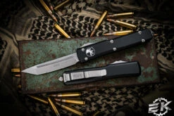 Microtech Ultratech OTF Automatic Knife Black 3.4" Tanto Stonewash 123-10