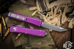 Microtech Ultratech OTF Automatic Knife Distressed Violet 3.4" Tanto Serrated 123-12DVI -Southern Blades 123 12 DVI 2 94448.1679282690