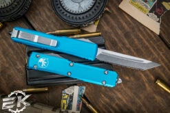 Microtech Ultratech OTF Automatic Knife Turquoise 3.4" Tanto Stonewash Serrated 123-12TQ -Southern Blades 123 12 TQ 2 26557.1691435946