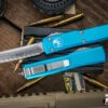 Microtech Ultratech OTF Automatic Knife Turquoise 3.4" Tanto Stonewash Serrated 123-12TQ -Southern Blades 123 12 TQ 01509.1691435943