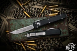 Microtech Ultratech OTF Automatic 3.4" Tanto Stonewash Serrated 123-12