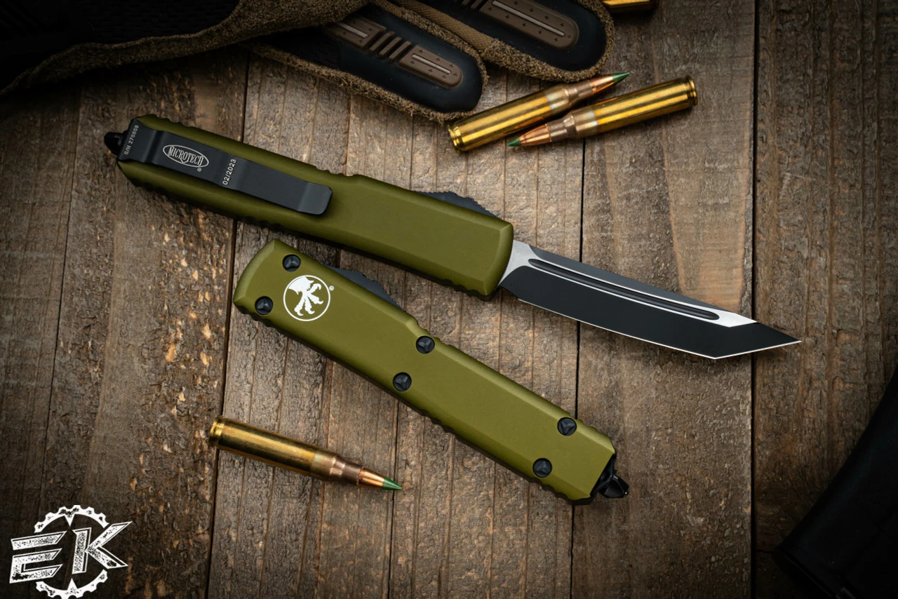 Microtech Ultratech OTF Automatic Knife OD Green 3.4" Tanto Black 123-1OD 4 Microtech Ultratech OTF Automatic Knife OD Green 3.4" Tanto Black 123-1OD - Image 2