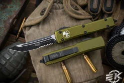 Microtech Ultratech OTF Automatic Knife OD Green 3.4" Tanto Black Serrated 123-2OD