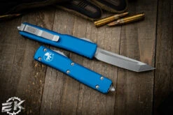 Microtech Ultratech Blue OTF Knife 3.4" Tanto Satin 123-4BL -Southern Blades 123 4 BL 2 27739.1677351224