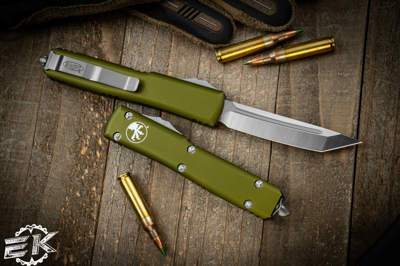 Microtech Ultratech OD Green OTF Knife 3.4" Tanto Satin 123-4OD 5 Microtech Ultratech OD Green OTF Knife 3.4" Tanto Satin 123-4OD - Image 3