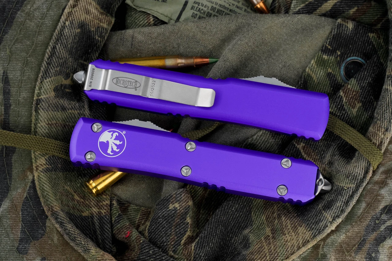 Microtech Ultratech Purple OTF Automatic 3.4" Satin Tanto 123-4PU 5 Microtech Ultratech Purple OTF Automatic 3.4" Satin Tanto 123-4PU - Image 3