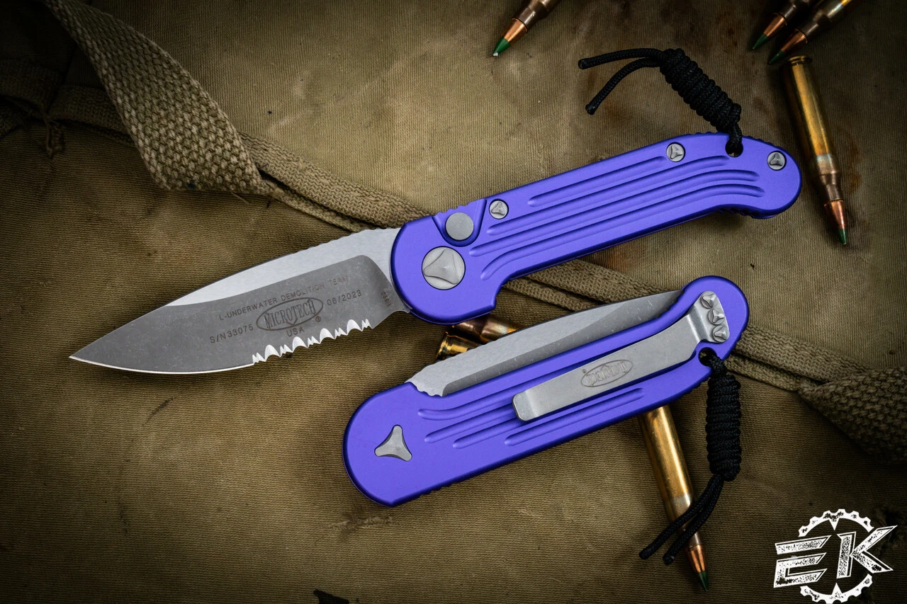 Microtech LUDT Automatic Knife Purple 3.4" M390 Apocalyptic Serrated 135-11APPU 3 Microtech LUDT Automatic Knife Purple 3.4" M390 Apocalyptic Serrated 135-11APPU