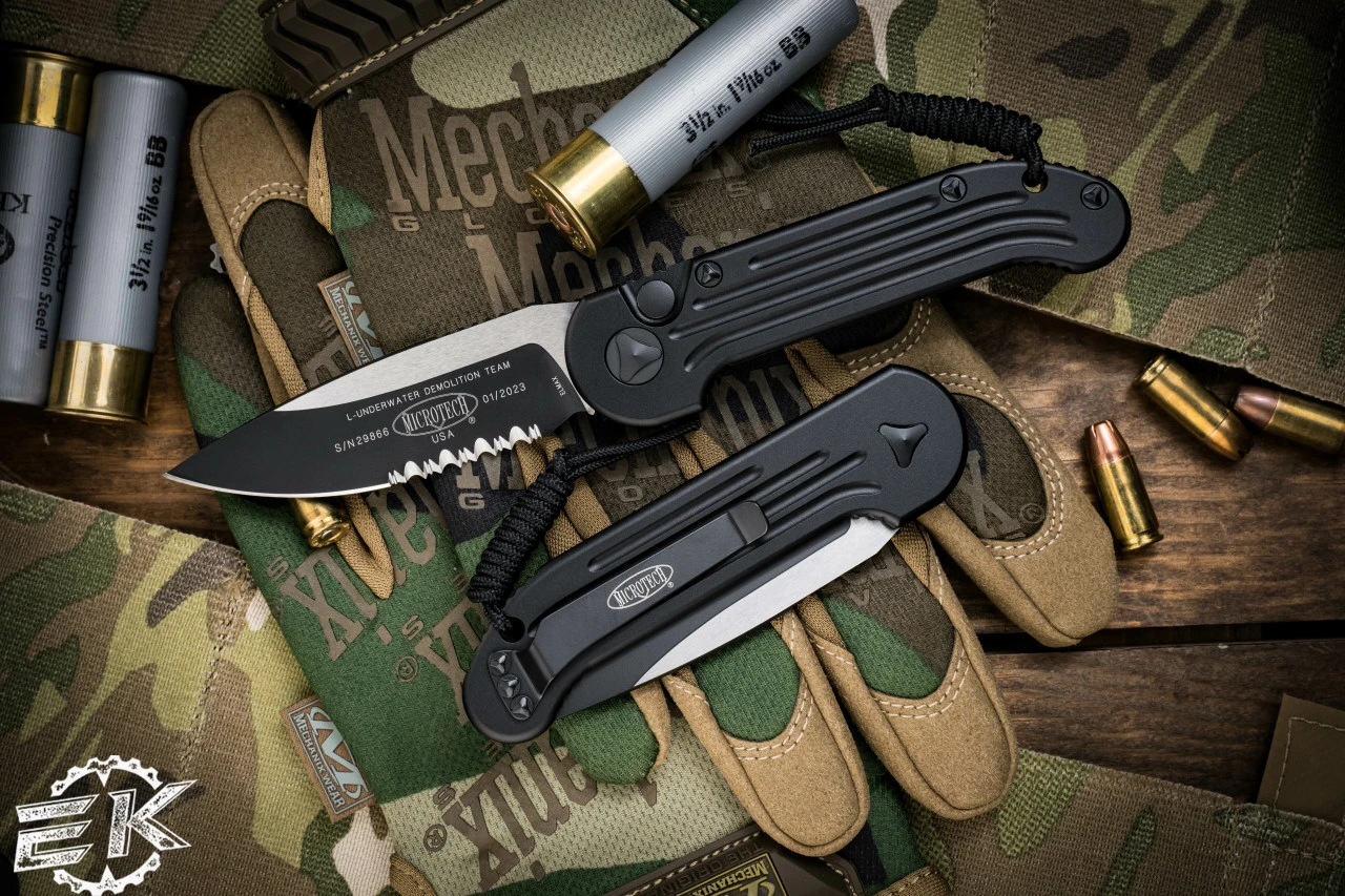 Microtech LUDT Automatic Folding Knife 3.4" Drop Point Black Serrated 135-2T 3 Microtech LUDT Automatic Folding Knife 3.4" Drop Point Black Serrated 135-2T