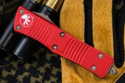 Microtech Troodon OTF Automatic Knife Red 3" Dagger Bronze Apocalyptic 138-13APRD -Southern Blades 138 13 APRD Ver.2 Closed 57206.1665780217