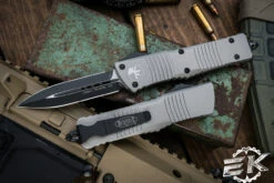 Microtech Combat Troodon OTF Automatic Knife Gray Aluminum 3.8" Dagger Black 142-1TG
