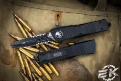 Microtech Combat Troodon OTF Automatic Knife 3.8" Dagger Black Serrated 142-2T