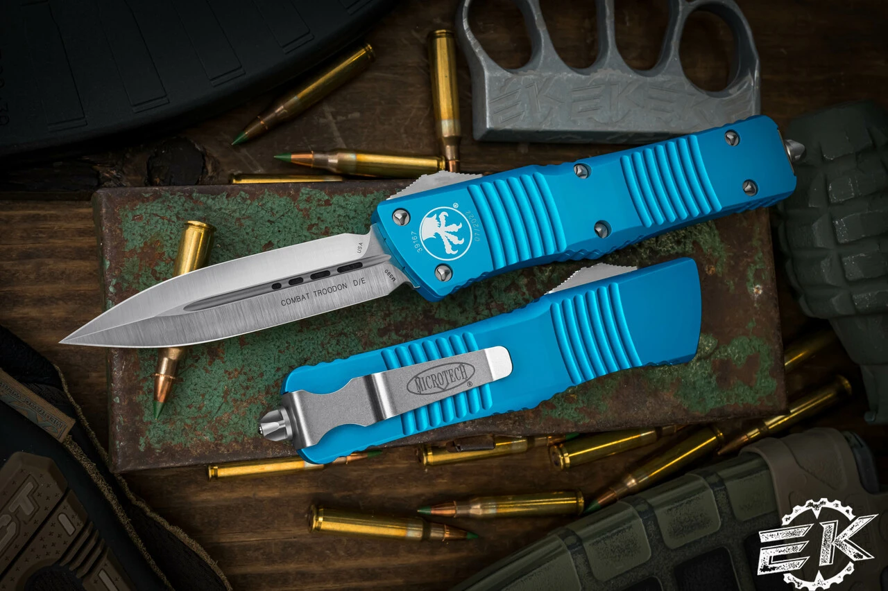 Microtech Combat Troodon OTF Automatic Turquoise 3.8" D/E Satin 142-4TQ 3 Microtech Combat Troodon OTF Automatic Turquoise 3.8" D/E Satin 142-4TQ