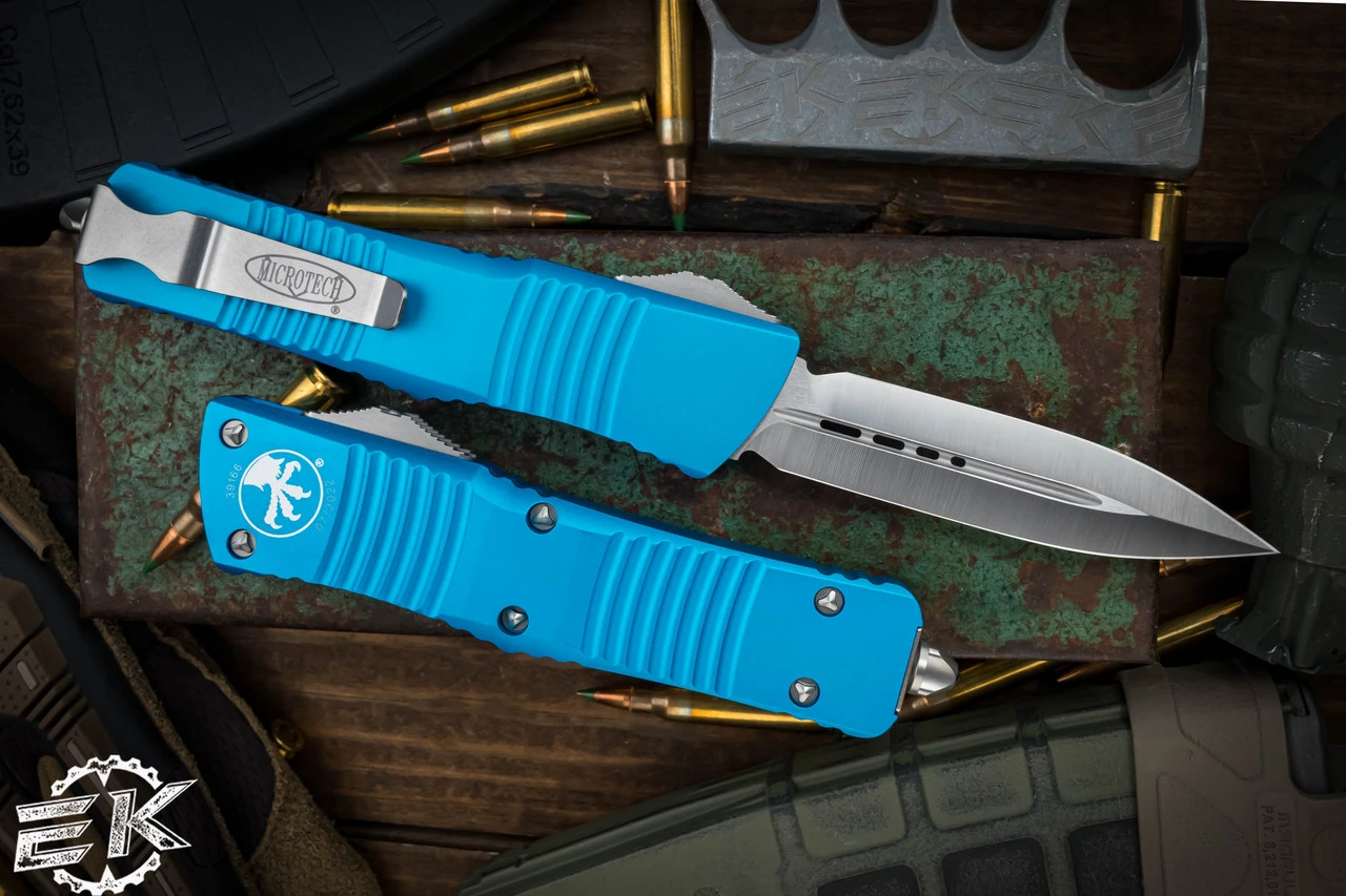 Microtech Combat Troodon OTF Automatic Turquoise 3.8" D/E Satin 142-4TQ 4 Microtech Combat Troodon OTF Automatic Turquoise 3.8" D/E Satin 142-4TQ - Image 2