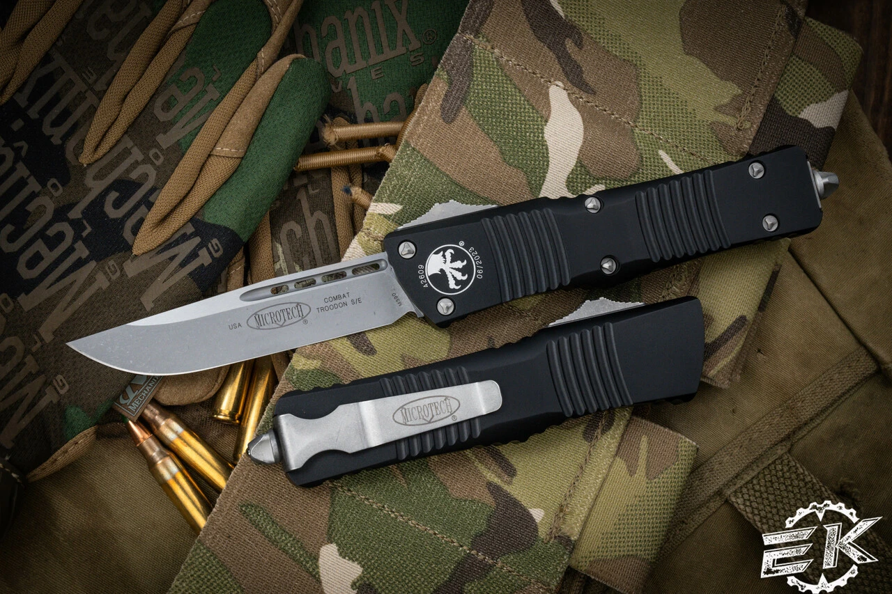 Microtech Combat Troodon Black OTF Automatic 3.8" Drop Point Apocalyptic 143-10AP 3 Microtech Combat Troodon Black OTF Automatic 3.8" Drop Point Apocalyptic 143-10AP
