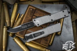 Microtech Combat Troodon Gray OTF Automatic 3.8" Drop Point Black 143-1TG