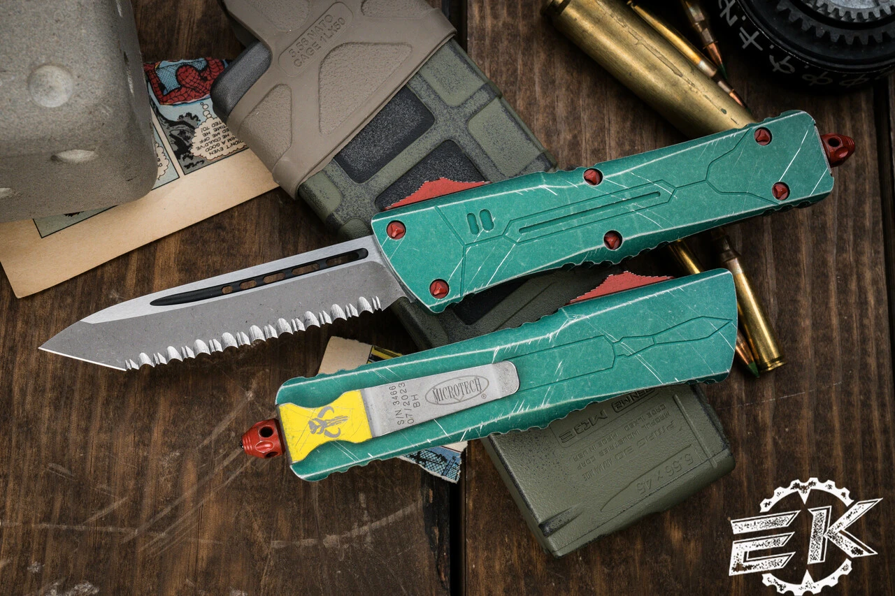 Microtech Combat Troodon Bounty Hunter Star Wars Limited Edition OTF Knife 3.8" Tanto Stonewash Serrated 144-12BH 3 Microtech Combat Troodon Bounty Hunter Star Wars Limited Edition OTF Knife 3.8" Tanto Stonewash Serrated 144-12BH