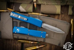 Microtech UTX-70 OTF Automatic Knife Blue 2.4" Dagger Stonewash 147-10BL -Southern Blades 147 10 BL 77679.1679153801
