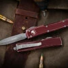 Microtech UTX-70 Distressed Merlot OTF Automatic 2.4" Dagger Stonewash 147-10DMR