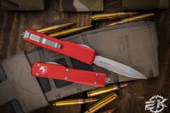 Microtech UTX-70 OTF Automatic Knife Red 2.4" Dagger Stonewash 147-10RD 5 Microtech UTX-70 OTF Automatic Knife Red 2.4" Dagger Stonewash 147-10RD -Southern Blades 147 10 RD 2 87103.1679159159